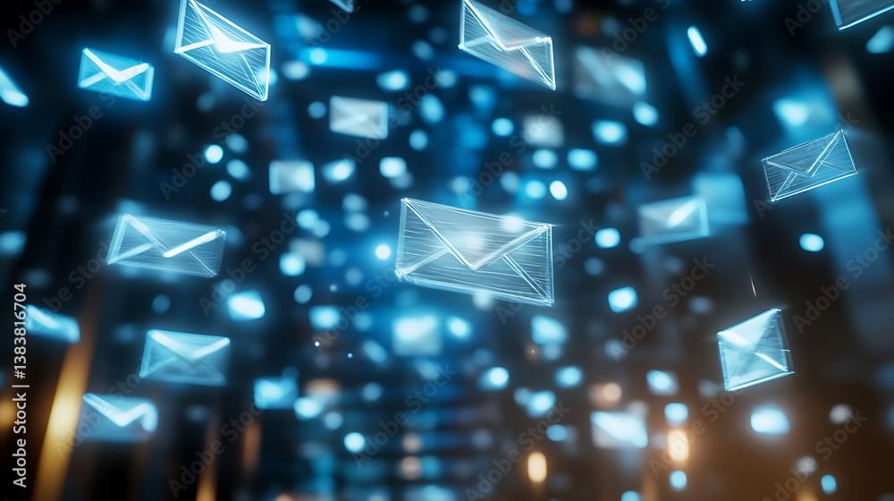 Poster Digital messages floating in cyberspace