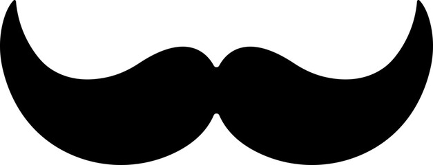 Mustache Black silhouette icon in flat. isolated on transparent background.