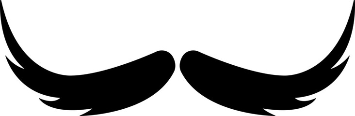 Mustache Black silhouette icon in flat. isolated on transparent background.