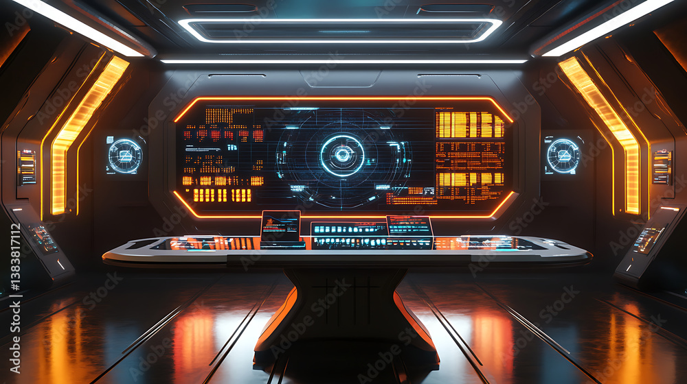 Poster displaying data on the screen of the future, 3d illustration