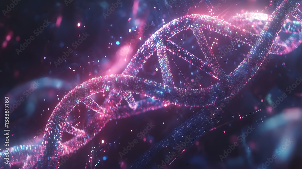 Aufkleber dna double helix intertwined with digital ai elements highlights the role of ai in genetic research 
