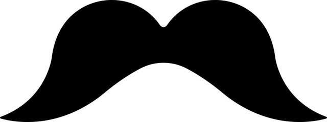 Mustache Black silhouette icon in flat. isolated on transparent background.