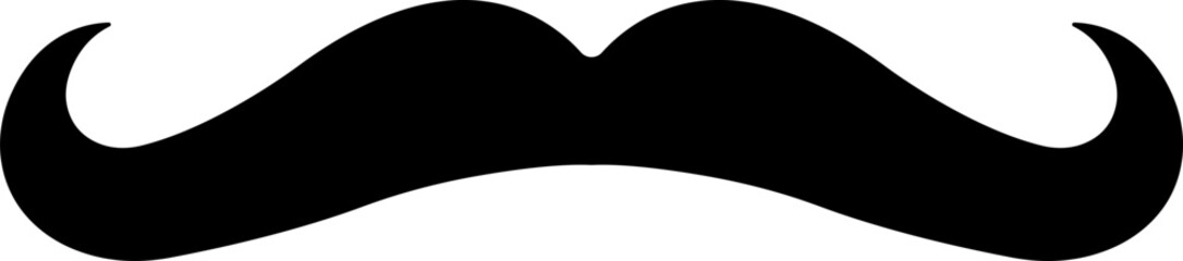 Mustache Black silhouette icon in flat. isolated on transparent background.