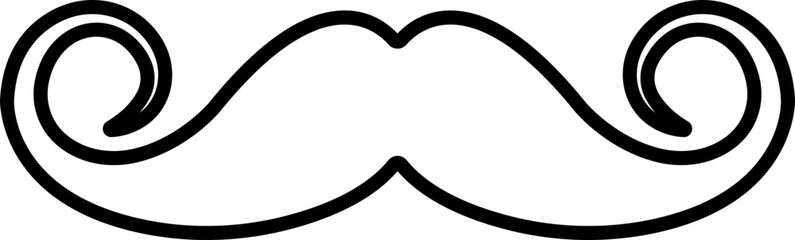 Mustache Black silhouette icon in line. isolated on transparent background.