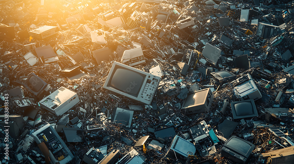 Poster e-waste and its environmental impact, responsible electronic waste management, recycling and materia