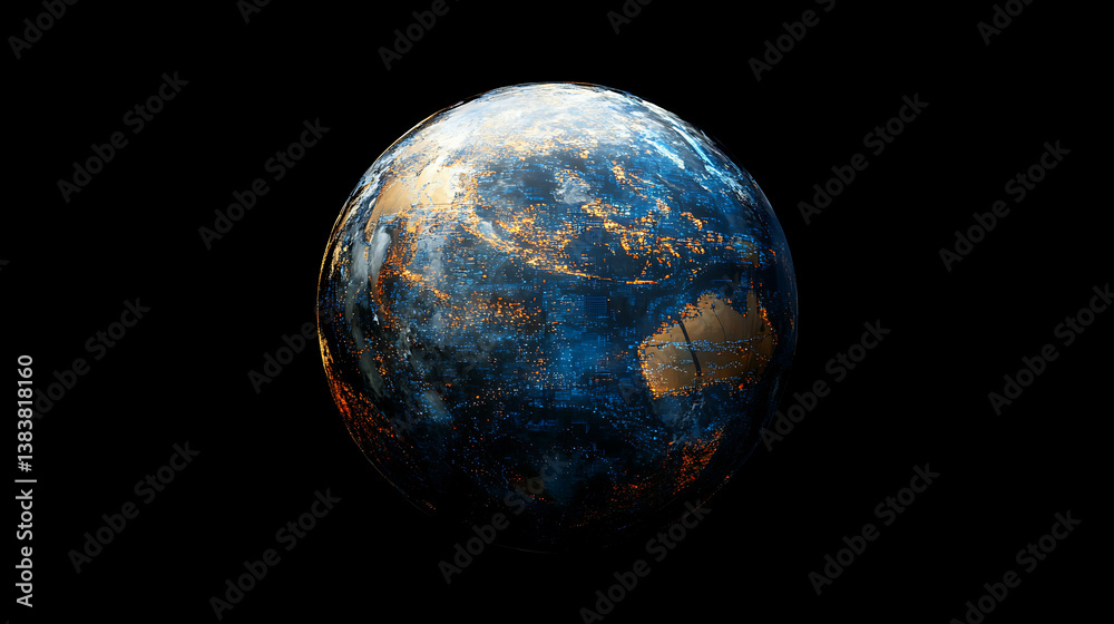 Canvas Prints earth globe covered with glowing net ai technology