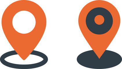 Location icon pack in orange and dark gray flat style - clean vector GPS marker set for apps and websites