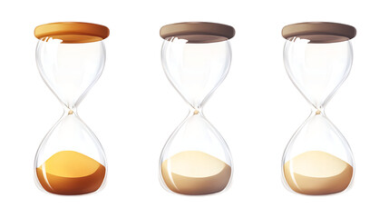 Pack of Hourglass Icons set Against Transparent Background for Time Management, Productivity Branding, or Digital Design Elements