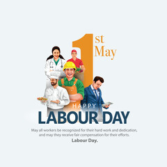 happy Labour day or international workers day vector illustration with workers. labor day and may day celebration.