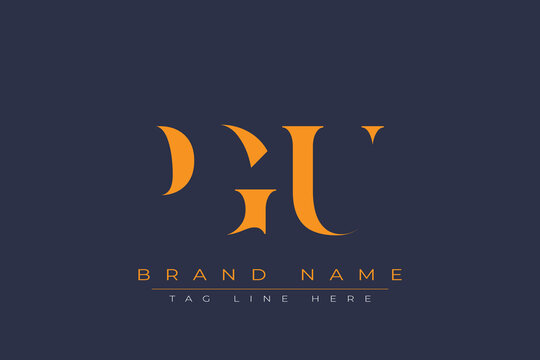 PGU abstract letter logo design. This logo is designed by three abstract letters.