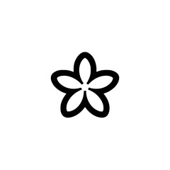 Minimalist Black Flower Icon on White Background