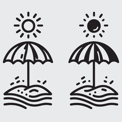 Chaise lounge on beach solid icon, Summer concept, Deck chair with umbrella sign on white background,