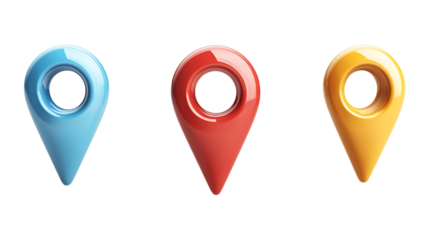Pack of Map Pin Marking a Location set Against Transparent Background for Travel, Navigation, or Geolocation Design Projects