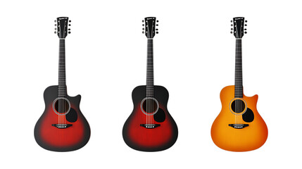 Pack of Guitars set Against Transparent Background for Music Branding, Instrument Promotion, or Artistic Design