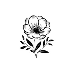 Elegant Floral Vector Illustration: Black & White Botanical Design