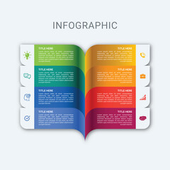 Book page Vector infographic 8 steps