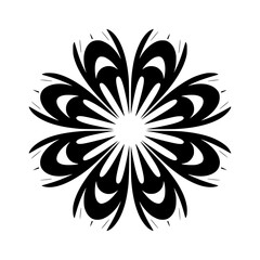 Abstract Black & White Floral Mandala on Gray Background