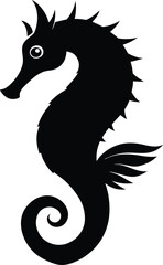 Elegant Seahorse Silhouette Vector & Marine Life Icon