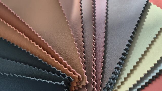 Samples of genuine leather of different textures in the studio