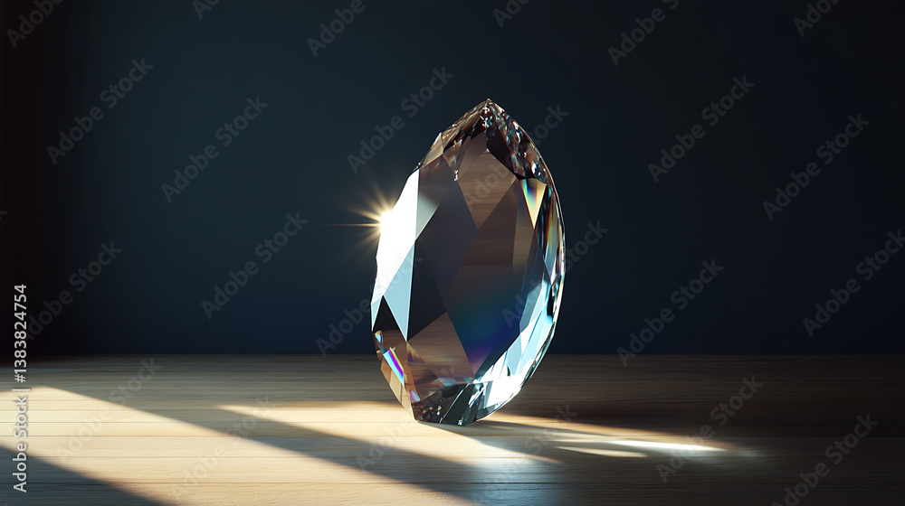 Aufkleber front view of a blank light wall with sunlight shadow, wooden floor and empty space for image frame,
