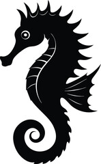 Elegant Seahorse Silhouette Vector & Marine Life Icon