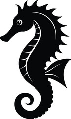 Fototapeta premium Elegant Seahorse Silhouette Vector & Marine Life Icon