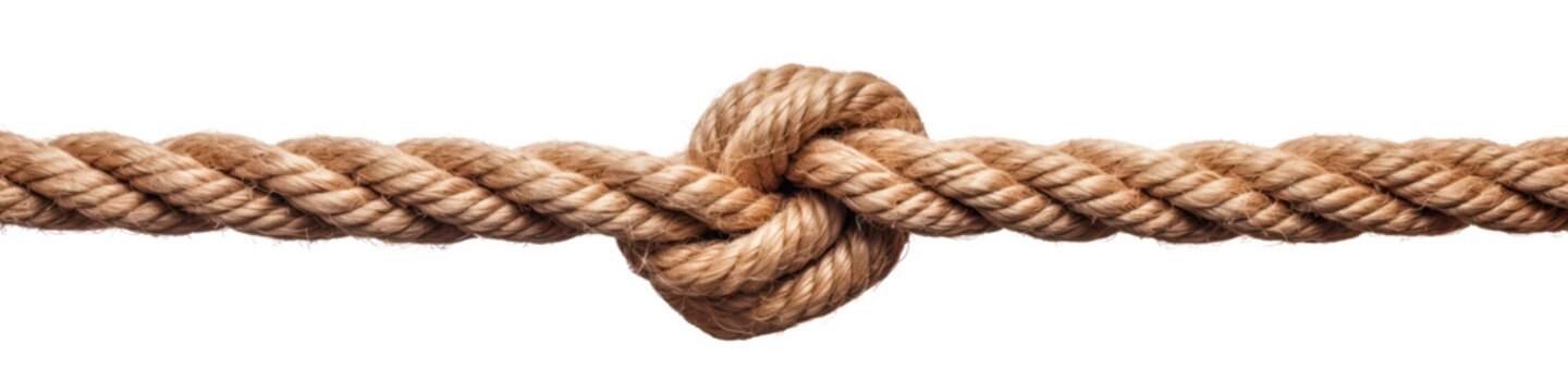 knot on a rope isolated on white or transparent png