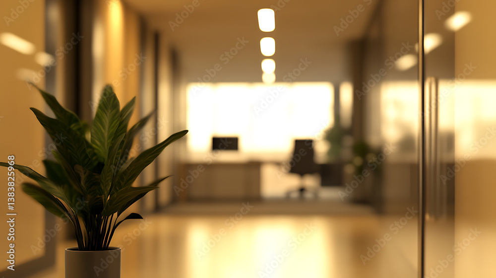 Poster abstract blurred office interior room, blurry working space with defocused effect, use for backgroun