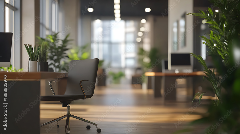 Aufkleber abstract blurred office interior room, blurry working space with defocused effect, use for backgroun
