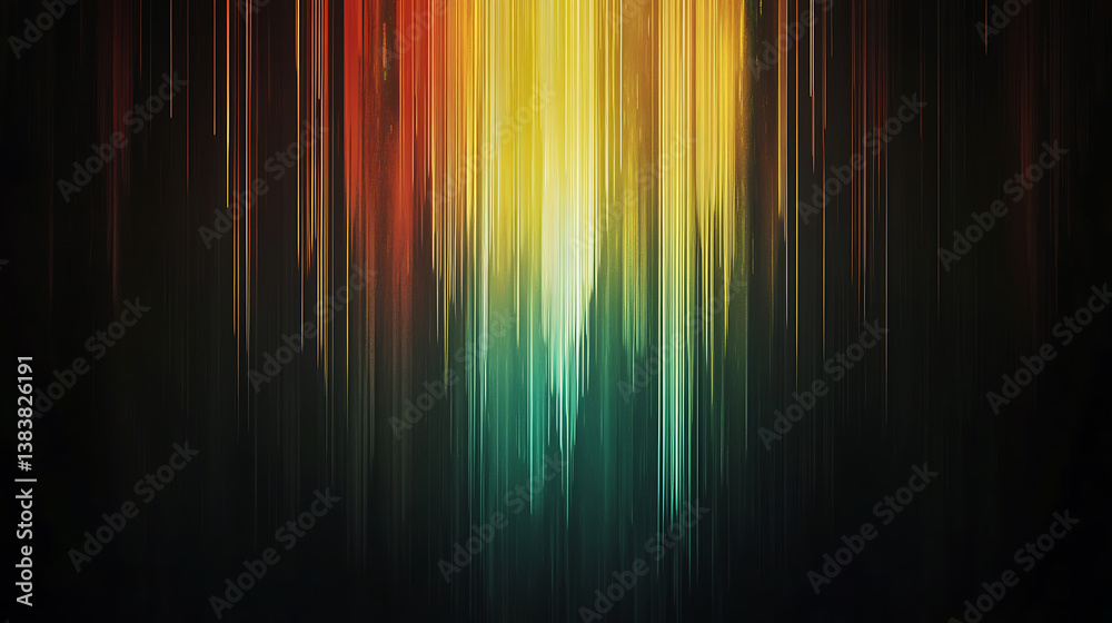Poster Abstract dark background of light with stripes of colorful rays moving from the center