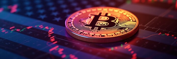 Bitcoin experiences a decline as u.s. tariff hikes impact financial markets, symbolizing the intersection of cryptocurrency and economic policy.