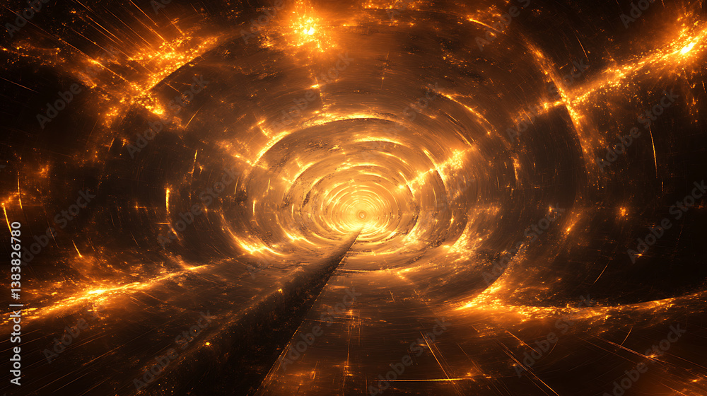 Aufkleber Abstract fractal background digital hi-tech concept with glowing particles, futuristic cyberspace, transportcore technology