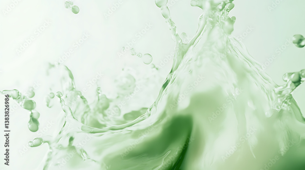 Poster abstract green liquid splash with copy space on white background