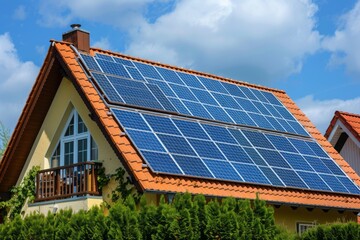 Fototapeta premium Solar panels on a house roof