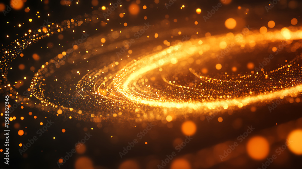 Poster abstract light particles flowing in radial shape, data transmission speed, speed of light concept ba