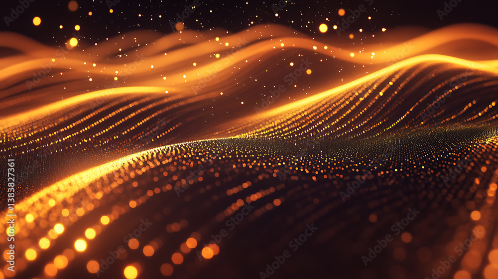 Poster abstract light particles flowing in radial shape, data transmission speed, speed of light concept ba