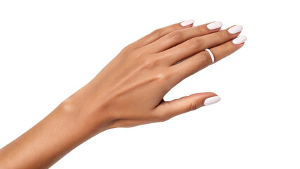 Female Hand isolated against a transparent background.
