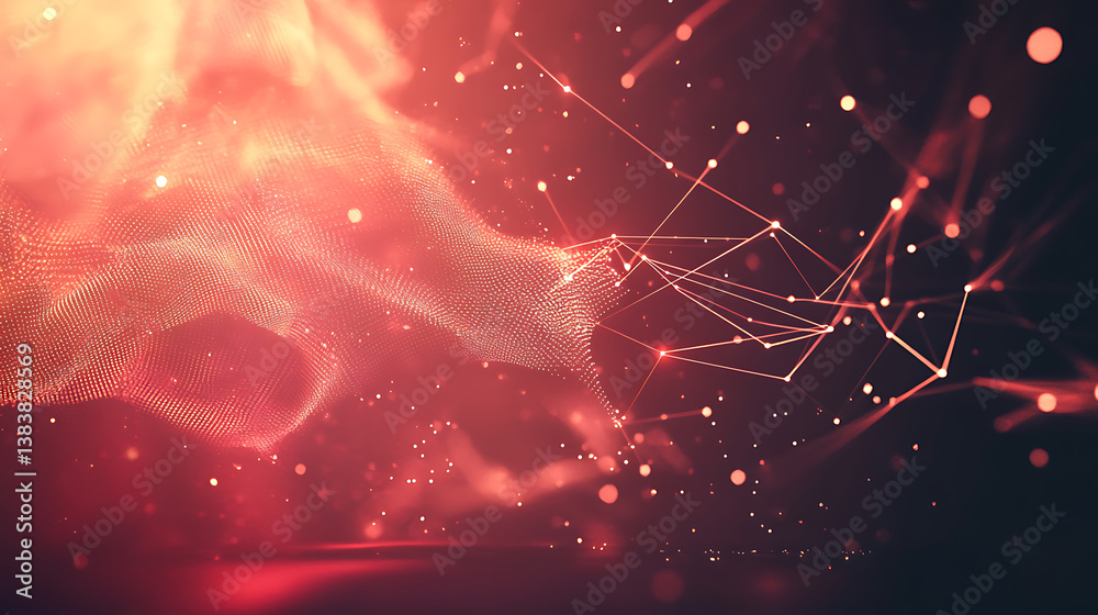 Leinwandbilder abstract technology background with connection lines and dots, 3d illustration