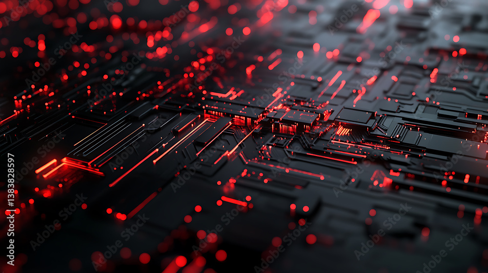 Poster abstract technology background with connection lines and dots, 3d illustration