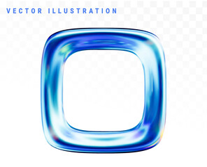 3D holographic shape. Abstract glass liquid form. 3d vector illustration
