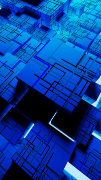 Exploring abstract technology concepts with blue cube design
