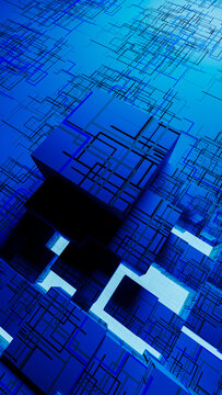 Exploring abstract technology concepts with blue cube design