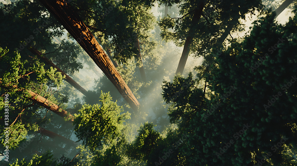 Poster An elevated view of giant sequoia trees in a forest