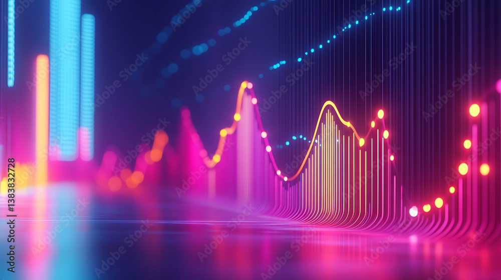 Poster an upward trending graph symbolizing business growth and successful development, with positive finan