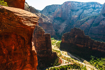 View of the Virgin River in Zion National Park from the West Rim Trail and Angel's Landing