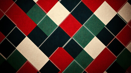 Argyle pattern with green, red, and white colors