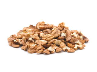 Peeled dried walnut kernels isolated on the white background