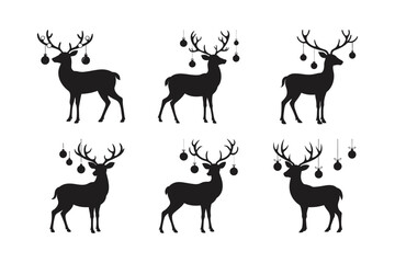 Fototapeta premium deer ornaments hanging from antlers vector art silhouette (1)