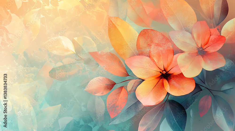 Poster background with abstract flower modern arts, watercolor and transparency effect modern design for wa