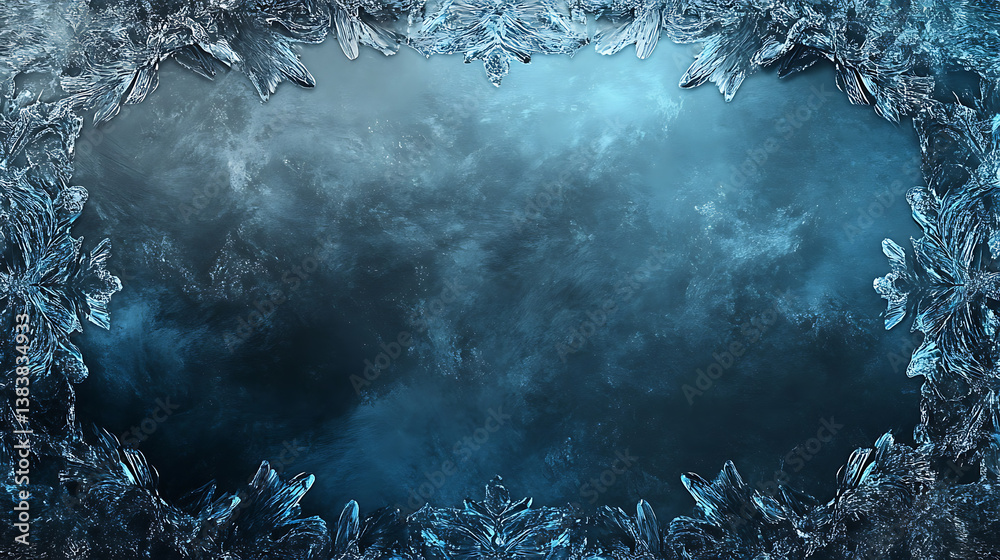 Poster backgrounds with iced frost crystal borders in png format